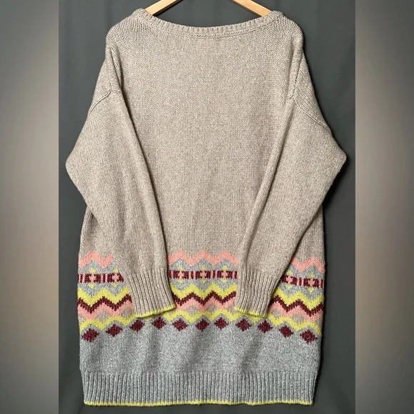 Victoria's Secret XL Wool Blend Multicolor Chevron Tunic Sweater - Picture 2 of 7